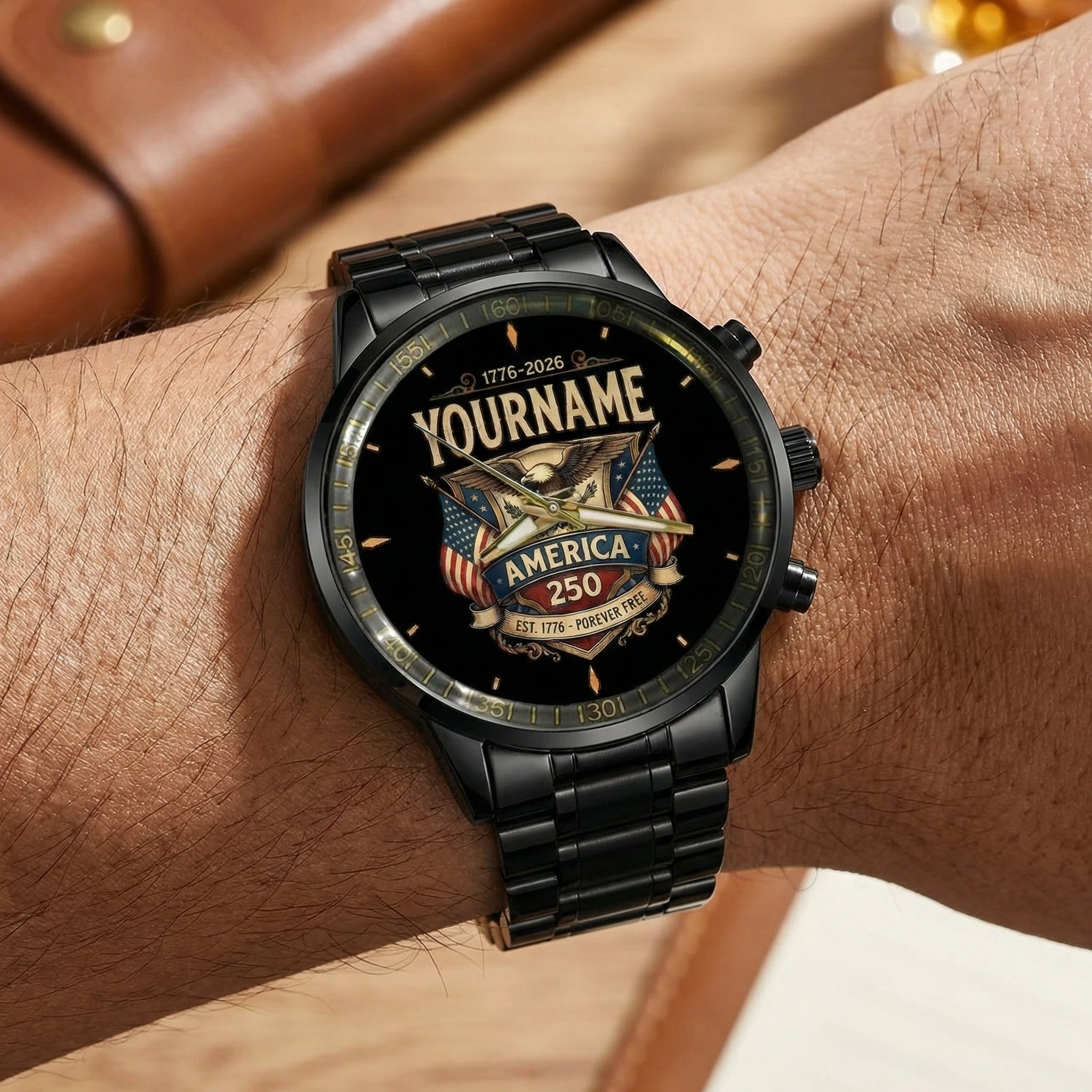 Personalized Name Watch America 250 Est 1776 - Forever Free