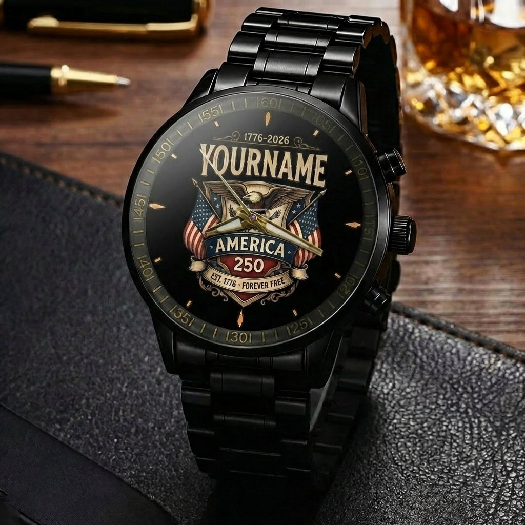 Personalized Name Watch America 250 Est 1776 - Forever Free
