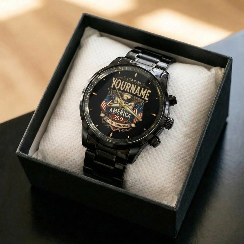 Personalized Name Watch America 250 Est 1776 - Forever Free