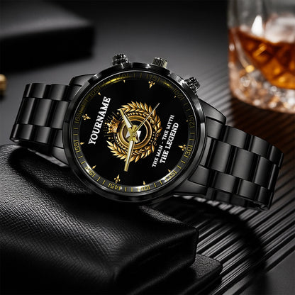 Steel Black Men W5 - Personalized Name Watch " The Man The Myth The Legend "