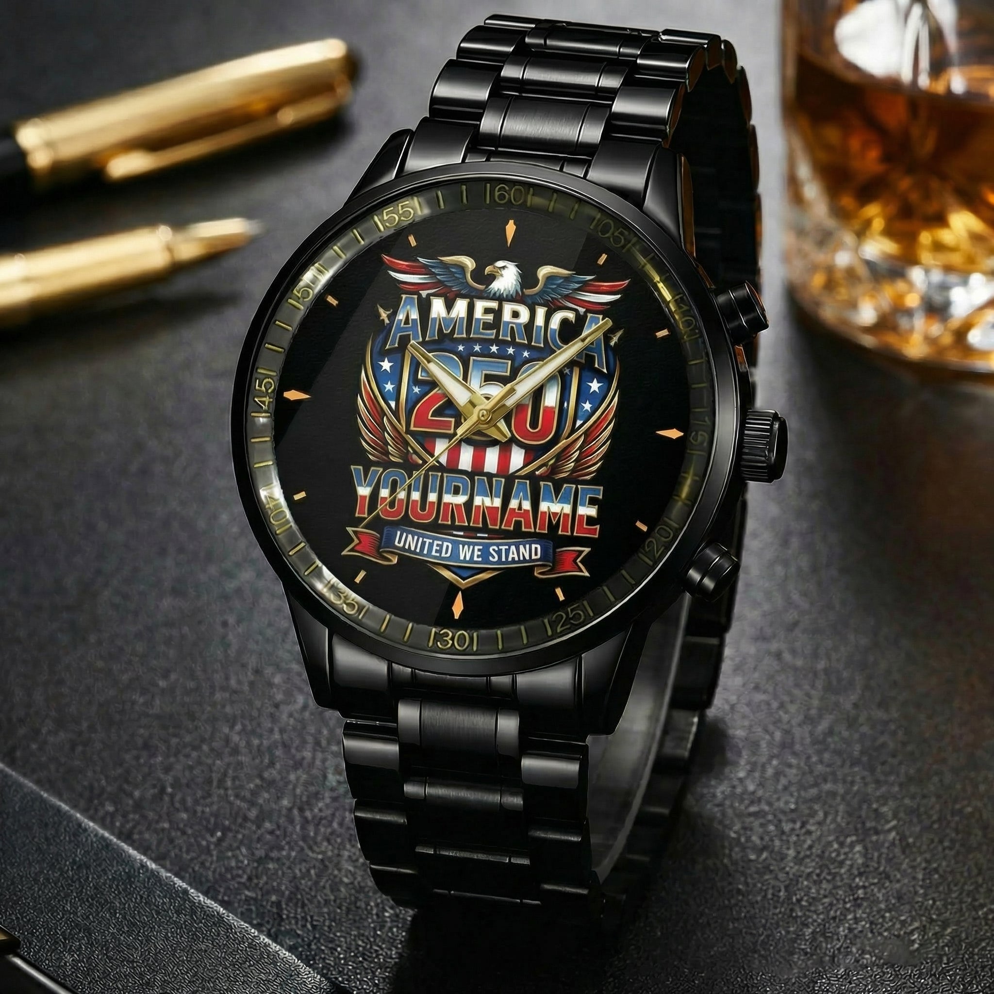Personalized Name Watch America 250 United We Stand