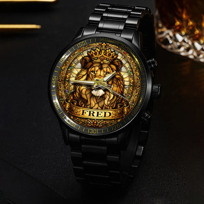FRED 13K1-484 Personalized King Lion Luxury Stainless Steel Watch