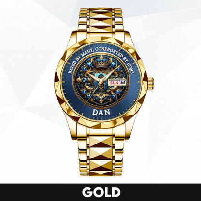 Hated By Many Confronted By None Golden Blue Watch DAN M1-W15