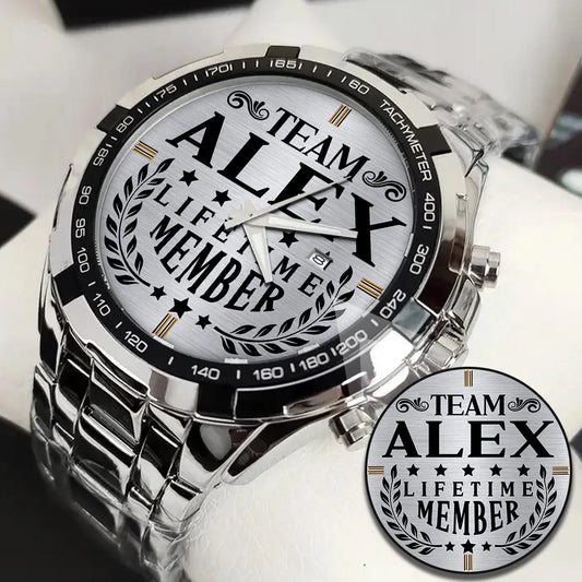 ALEX 13K1-437 Alloy-Quatz-Men Watch, Personalized Premium Gift for Anniversary