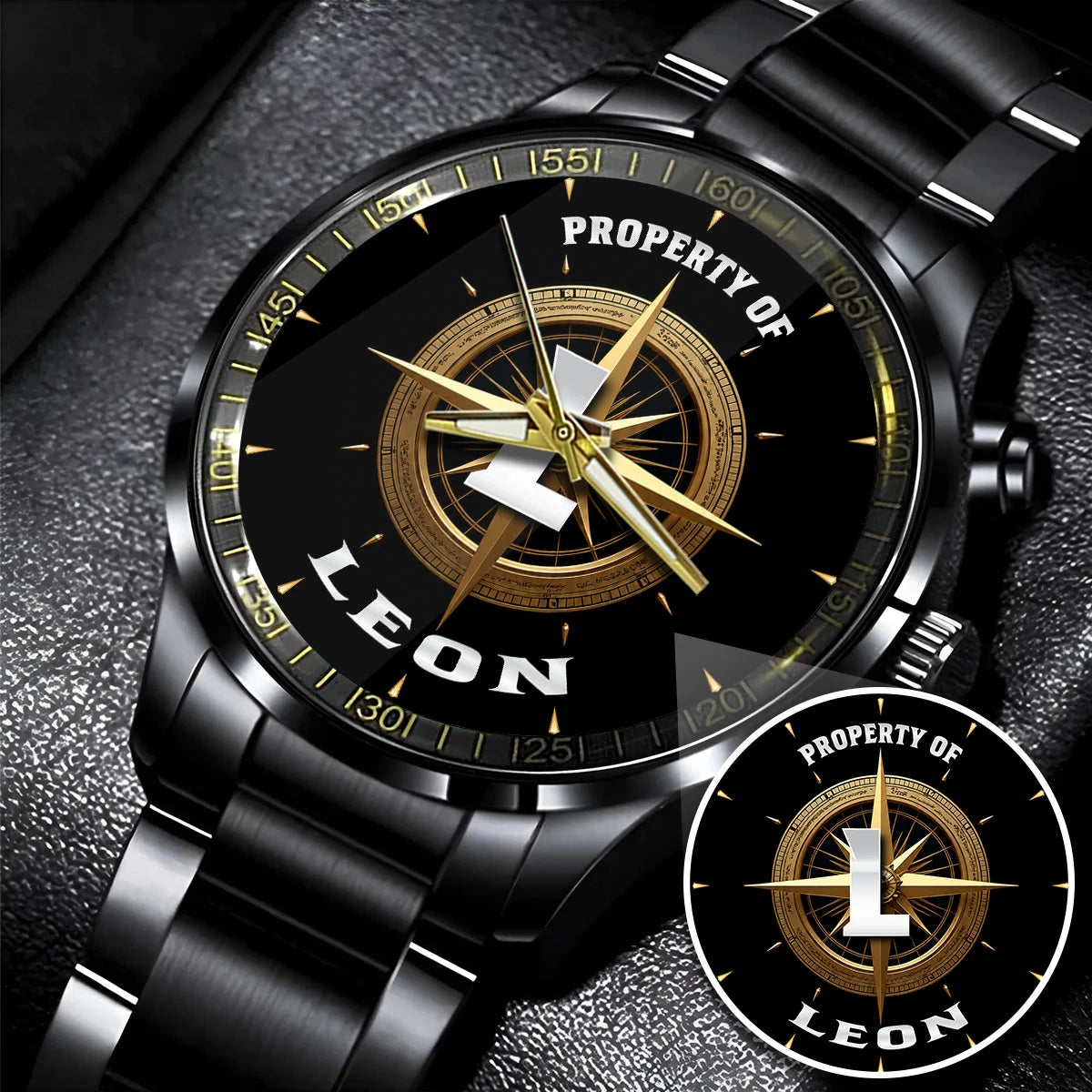 Property Of Your Name Compass Watch LEON M1-W18