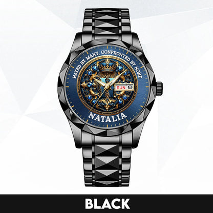 Hated By Many Confronted By None Golden Blue Watch NATALIA M1-W15
