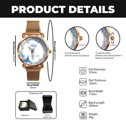 Live Laugh Love Blue Wreath Watch ELLEN M1-W9