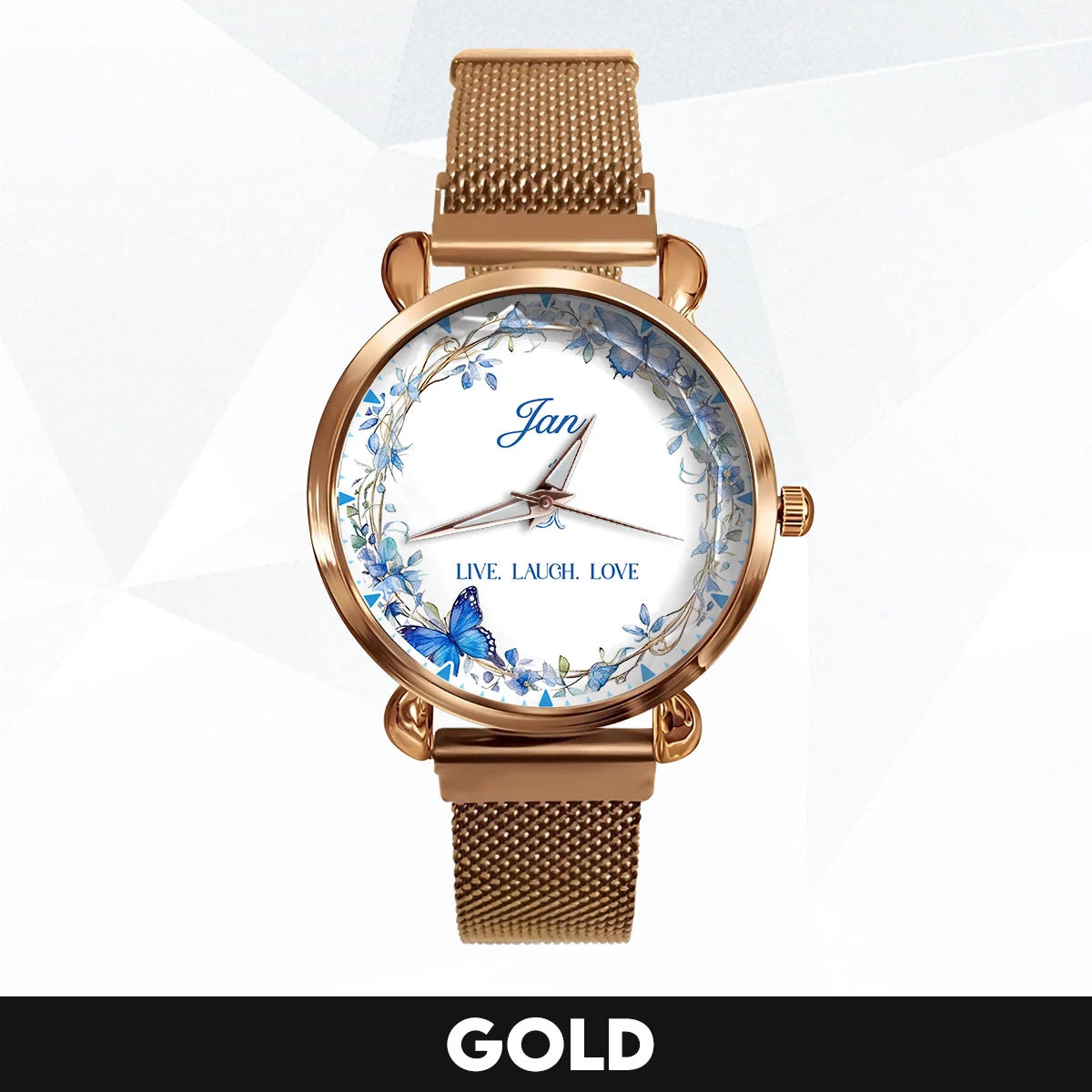 Live Laugh Love Blue Wreath Watch JAN M1-W9