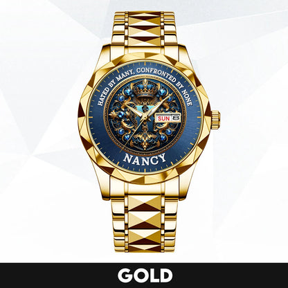 Hated By Many Confronted By None Golden Blue Watch NANCY M1-W15