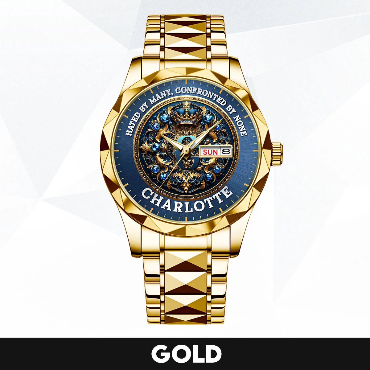 Hated By Many Confronted By None Golden Blue Watch CHARLOTTE M1-W15