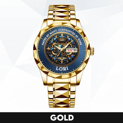 Hated By Many Confronted By None Golden Blue Watch LORI M1-W15