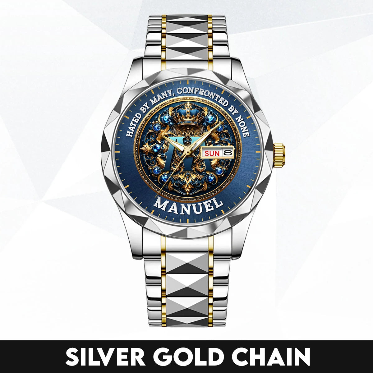 Hated By Many Confronted By None Golden Blue Watch MANUEL M1-W15