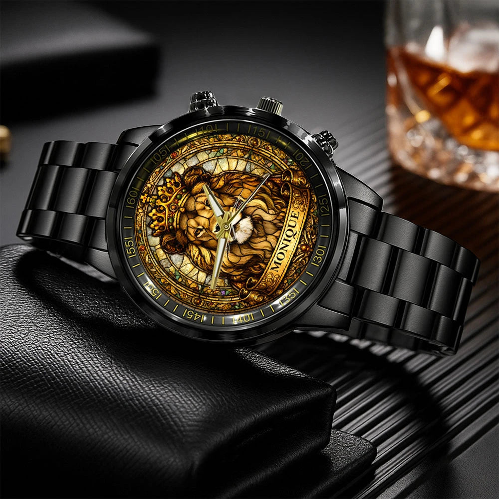 MONIQUE 13K1-484 Personalized King Lion Luxury Stainless Steel Watch