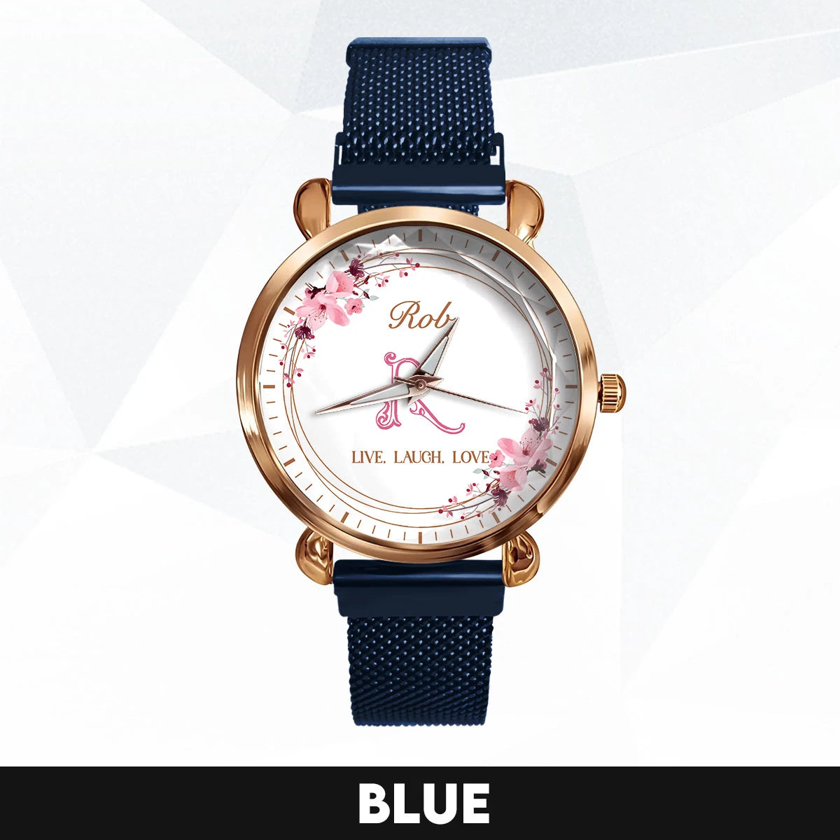 Live Laugh Love Flower Wreath Rose Golden Watch ROB M1-W10