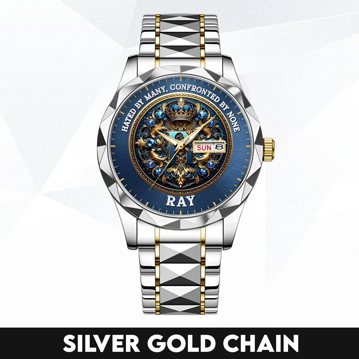 Hated By Many Confronted By None Golden Blue Watch RAY M1-W15