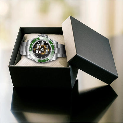 JOAN 13K1-439 Personalized Green Submariner Watch, Premium Gift for Anniversary