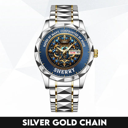 Hated By Many Confronted By None Golden Blue Watch SHERRY M1-W15