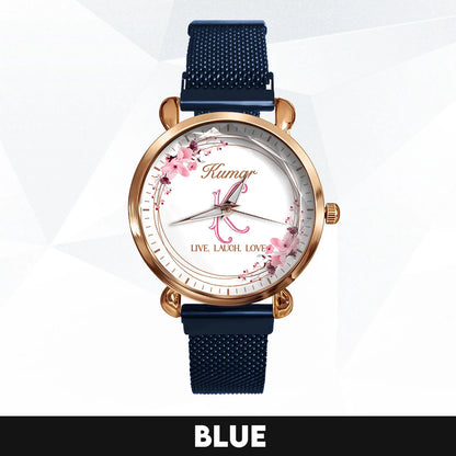 Live Laugh Love Flower Wreath Rose Golden Watch KUMAR M1-W10