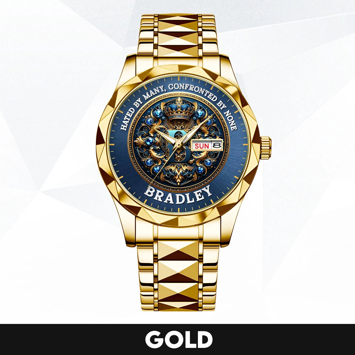 Hated By Many Confronted By None Golden Blue Watch BRADLEY M1-W15