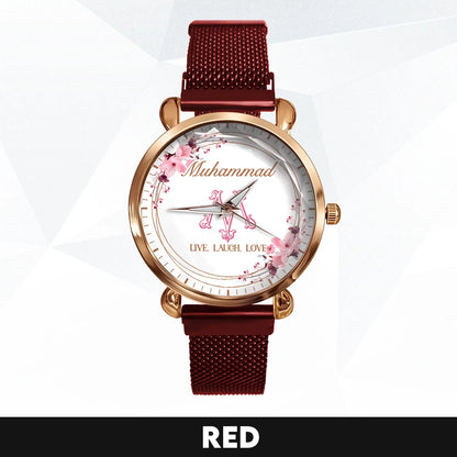 Live Laugh Love Flower Wreath Rose Golden Watch MUHAMMAD M1-W10
