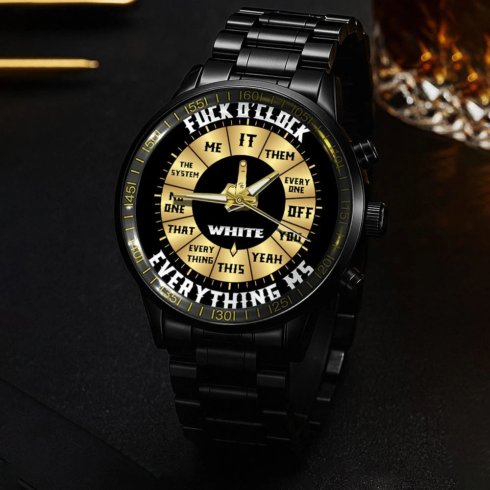 WHITE 13K1-485 Personalized Attitude Watch – Funny Middle Finger Gift