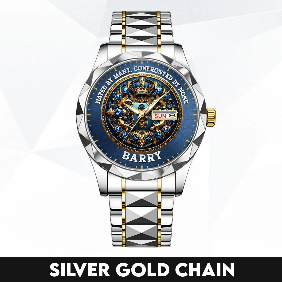 Hated By Many Confronted By None Golden Blue Watch BARRY M1-W15