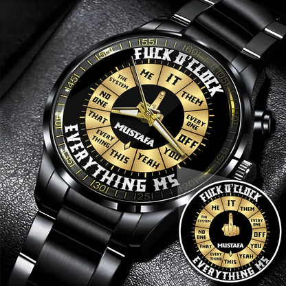 MUSTAFA 13K1-485 Personalized Attitude Watch – Funny Middle Finger Gift