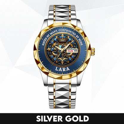 Hated By Many Confronted By None Golden Blue Watch LARA M1-W15