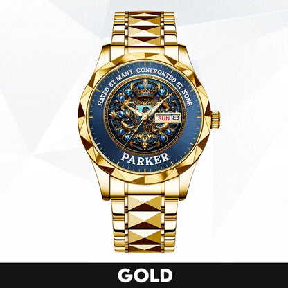 Hated By Many Confronted By None Golden Blue Watch PARKER M1-W15