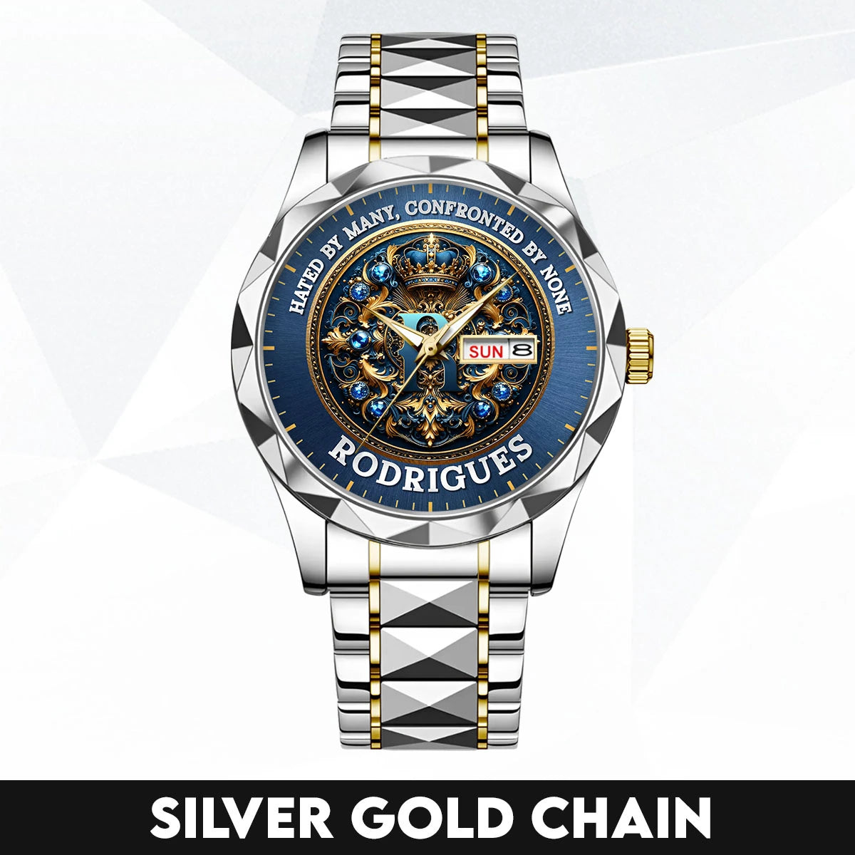 Hated By Many Confronted By None Golden Blue Watch RODRIGUES M1-W15