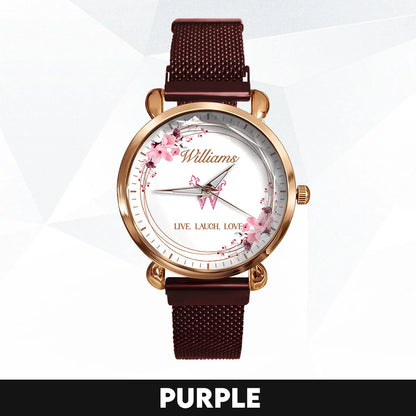 Live Laugh Love Flower Wreath Rose Golden Watch WILLIAMS M1-W10
