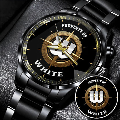 Property Of Your Name Compass Watch WHITE M1-W18