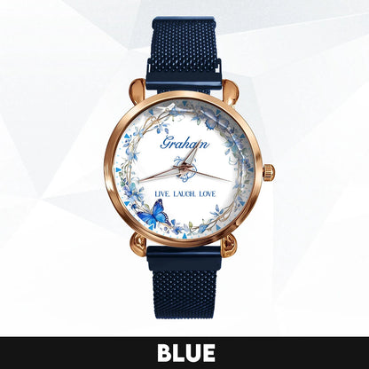 Live Laugh Love Blue Wreath Watch GRAHAM M1-W9