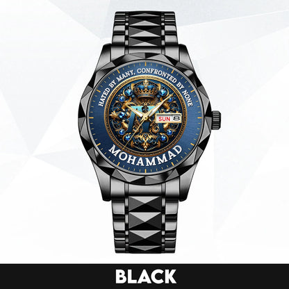 Hated By Many Confronted By None Golden Blue Watch MOHAMMAD M1-W15