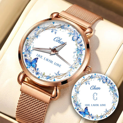 Live Laugh Love Blue Wreath Watch CHEN M1-W9