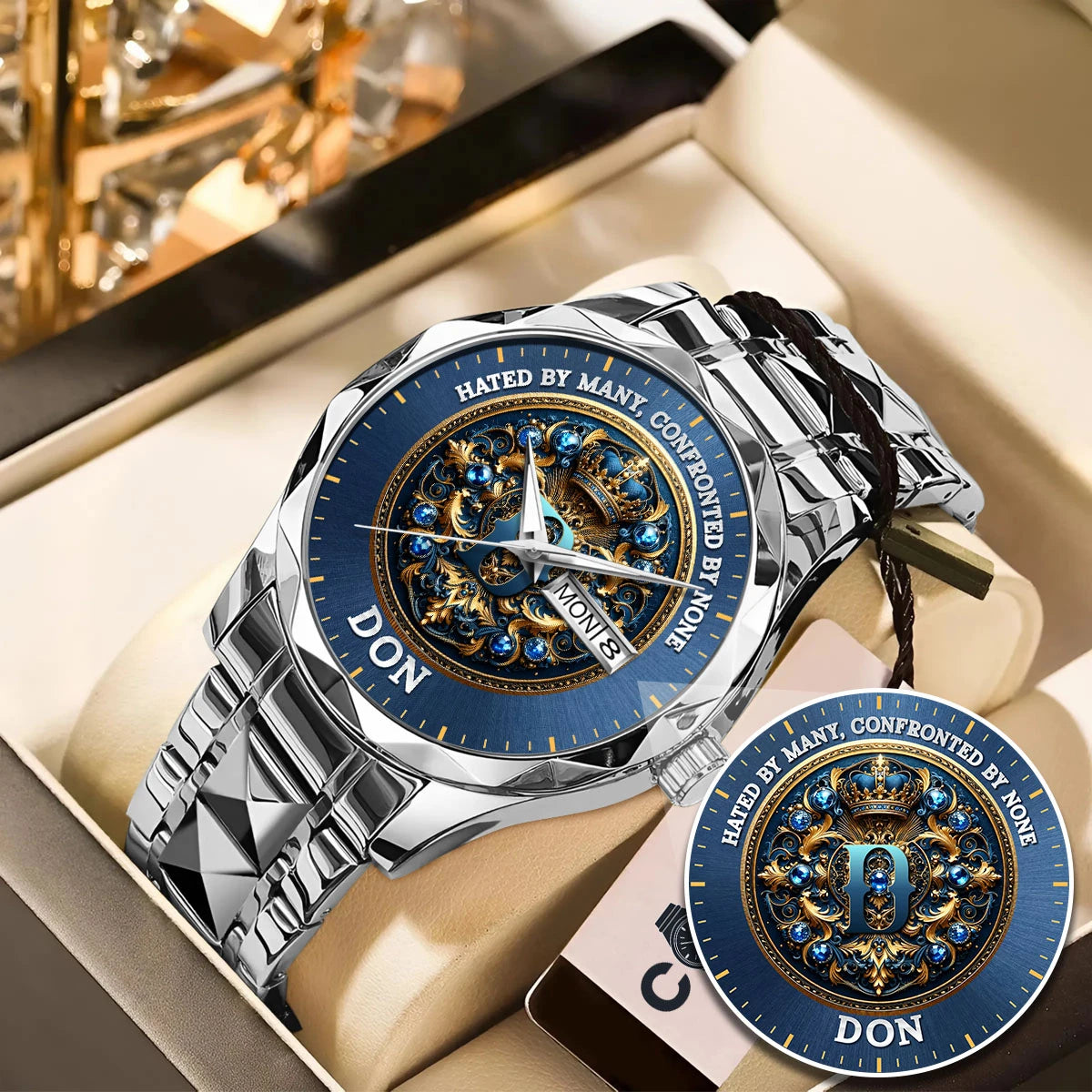 Hated By Many Confronted By None Golden Blue Watch DON M1-W15