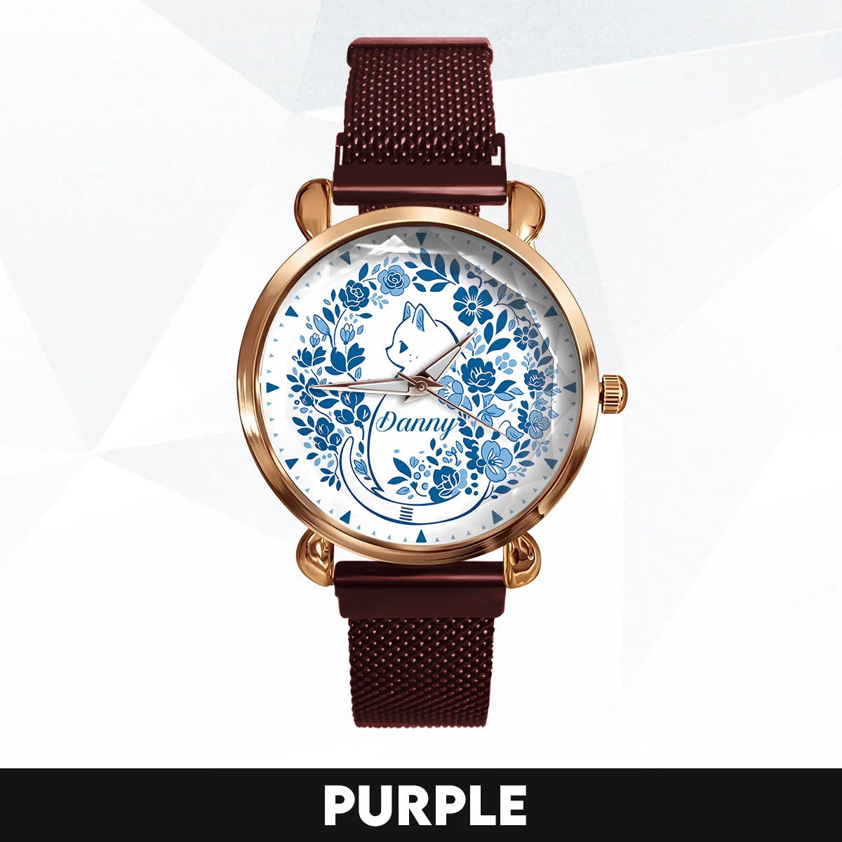 DANNY 13K1-475 Blue Floral Cat Mesh Watch