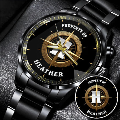 Property Of Your Name Compass Watch HEATHER M1-W18