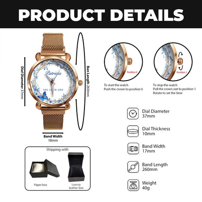 Live Laugh Love Blue Wreath Watch PATRICIA M1-W9