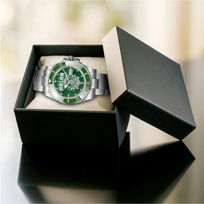 HASAN 13K2-448 Personalized Green Watch “If ... Can’t Fix It No One Can”