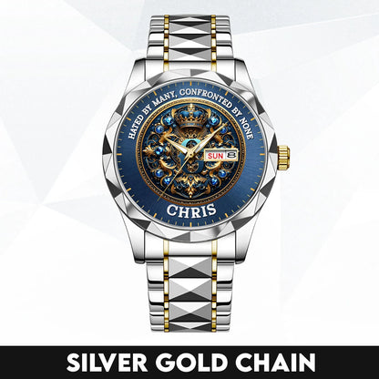 Hated By Many Confronted By None Golden Blue Watch CHRIS M1-W15