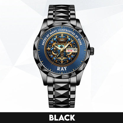 Hated By Many Confronted By None Golden Blue Watch RAY M1-W15