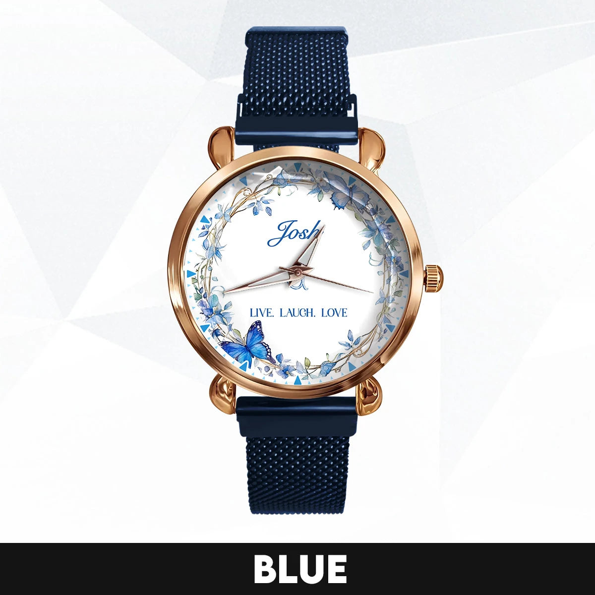 Live Laugh Love Blue Wreath Watch JOSH M1-W9
