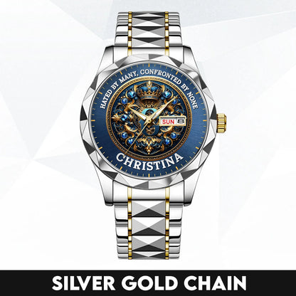 Hated By Many Confronted By None Golden Blue Watch CHRISTINA M1-W15