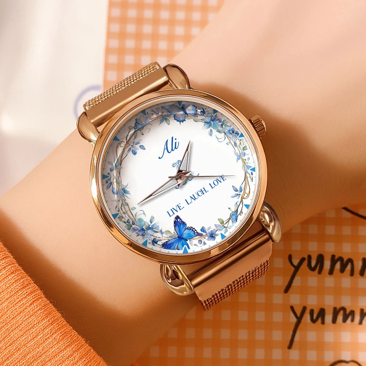 Live Laugh Love Blue Wreath Watch ALI M1-W9